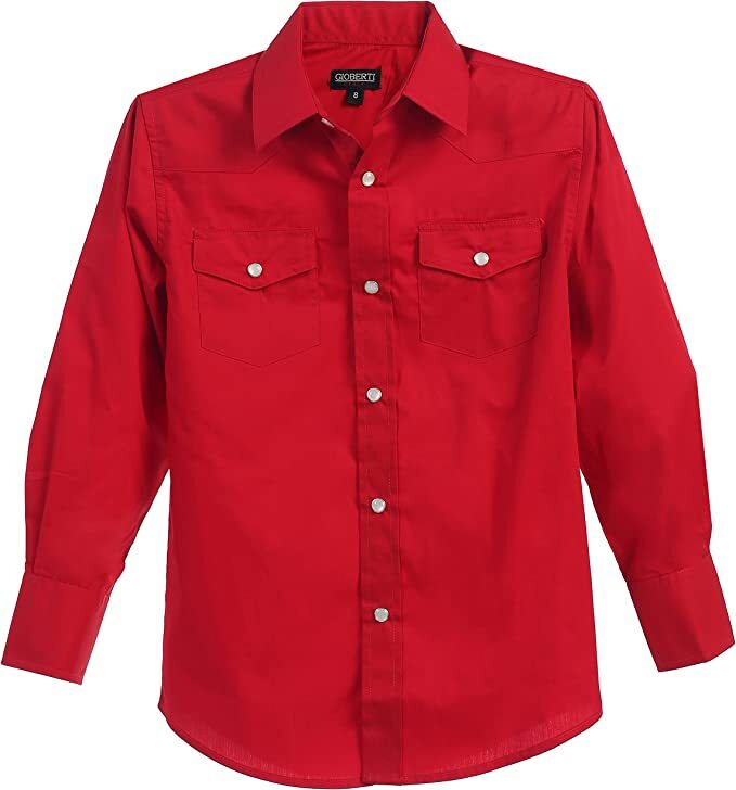 Men’s Western Shirt Long Sleeve Solid Pearl Snaps