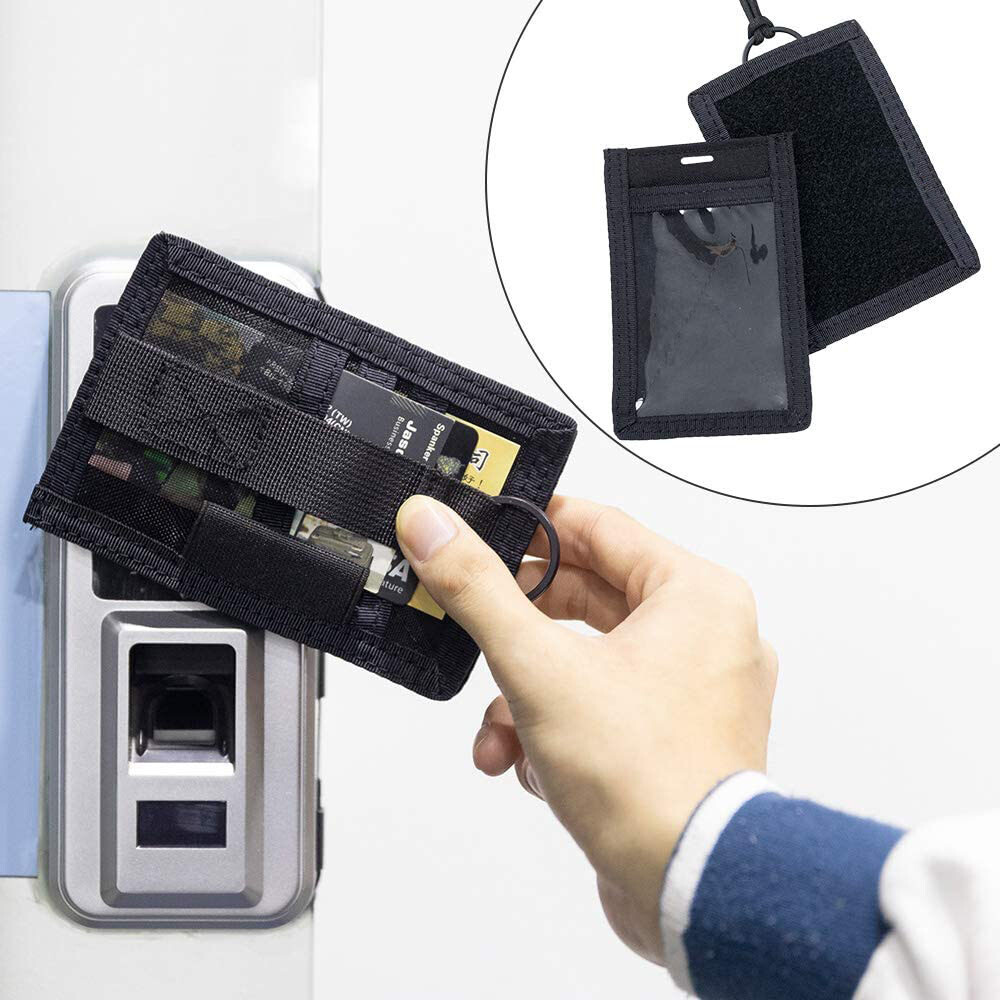 Tactical ID Card Holder Organizer Hook&Loop Patch Badge Holder with Neck Lanyard