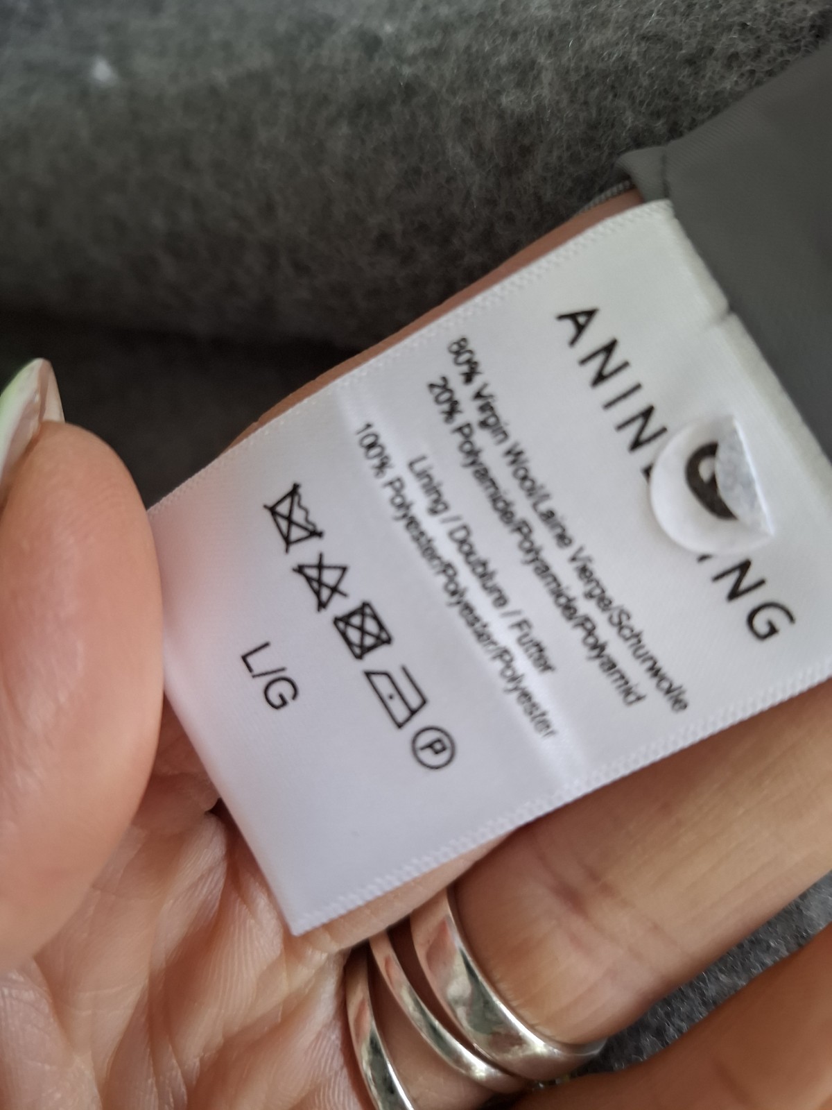 Anine Bing Olly Wool Coat 80% Virgin Wool Double Breasted Size L