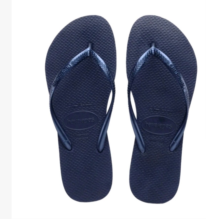 Havaianas Brazilian Flip Flops Womens Sandals Sz 7/8 Eur 37 Navy Blue SLIM TOP