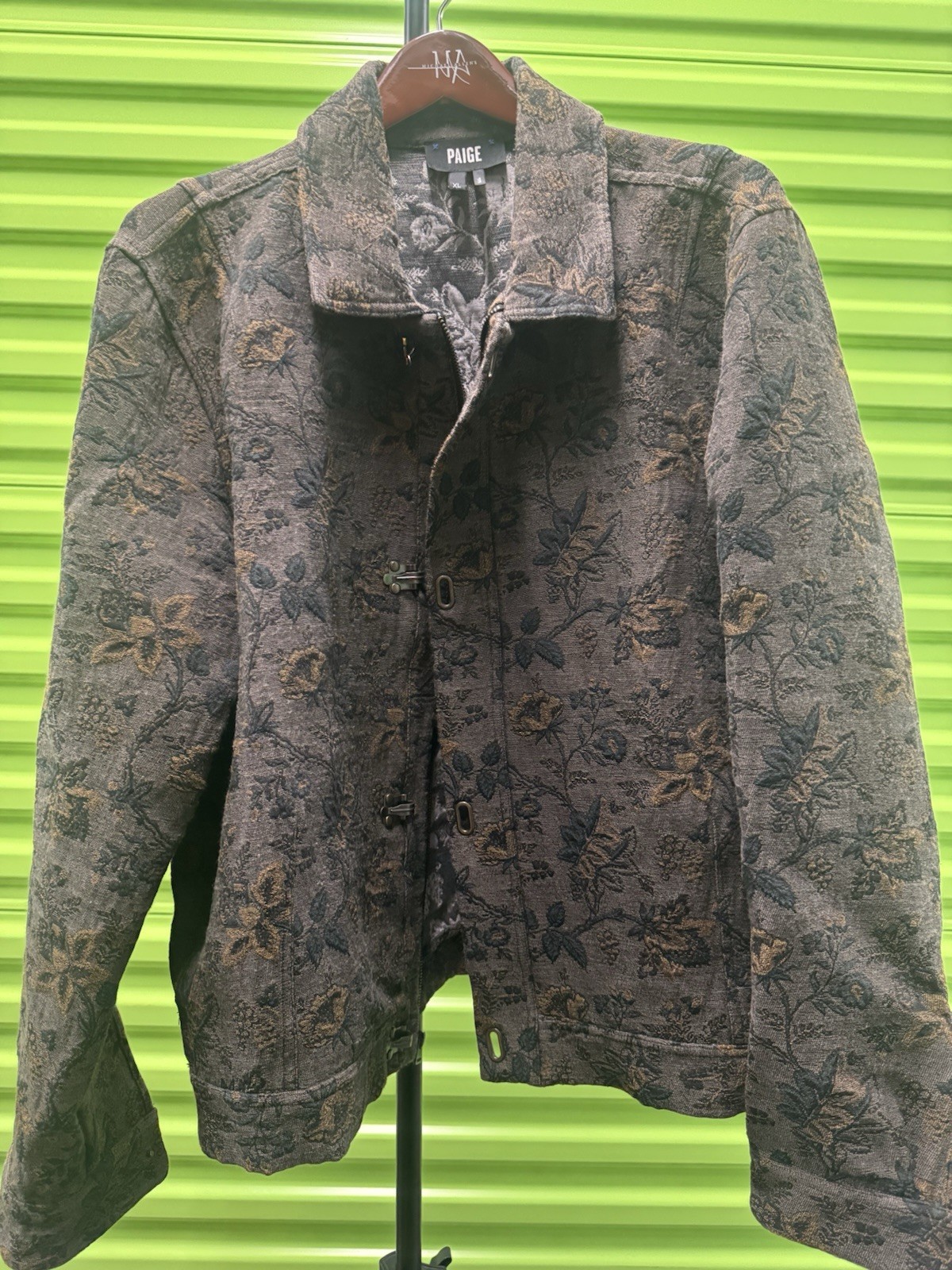 PAIGE Limited Edition Trucker XL Floral Jacket Gray Black Gold Cotton Unworn