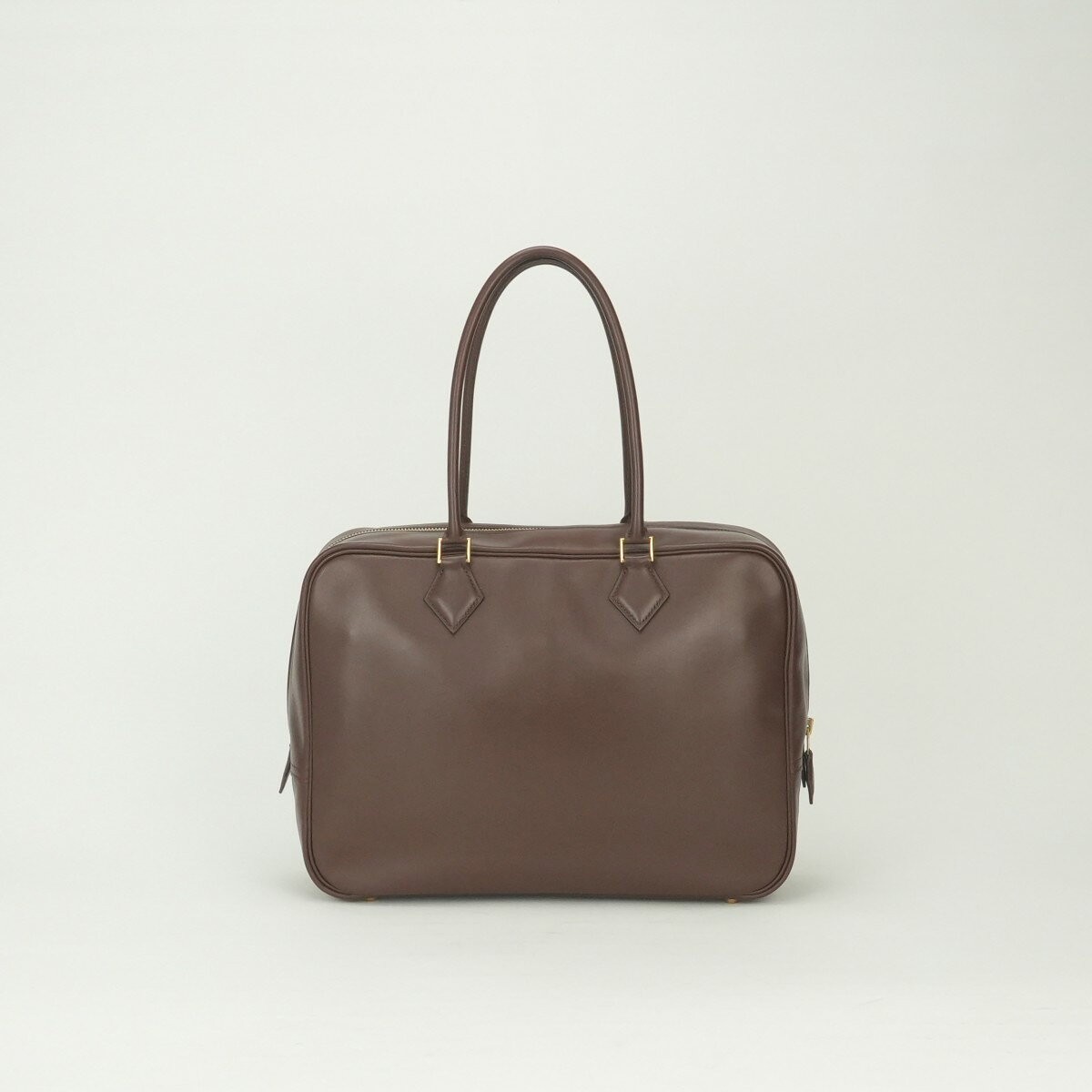 Hermes Plume 32 Handbag Box Calf Leather Brown Women Bag A Stamp W12.6xH9.1in 99
