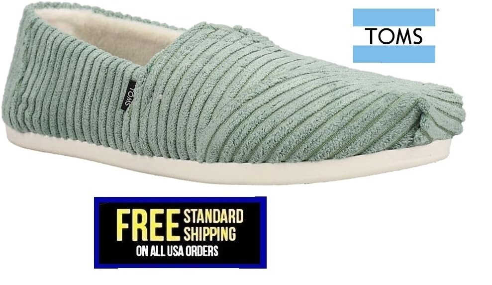 TOMS Women’s Alpargata Recycled Cotton Canvas Loafer Flat Black & Dark ivy Wide