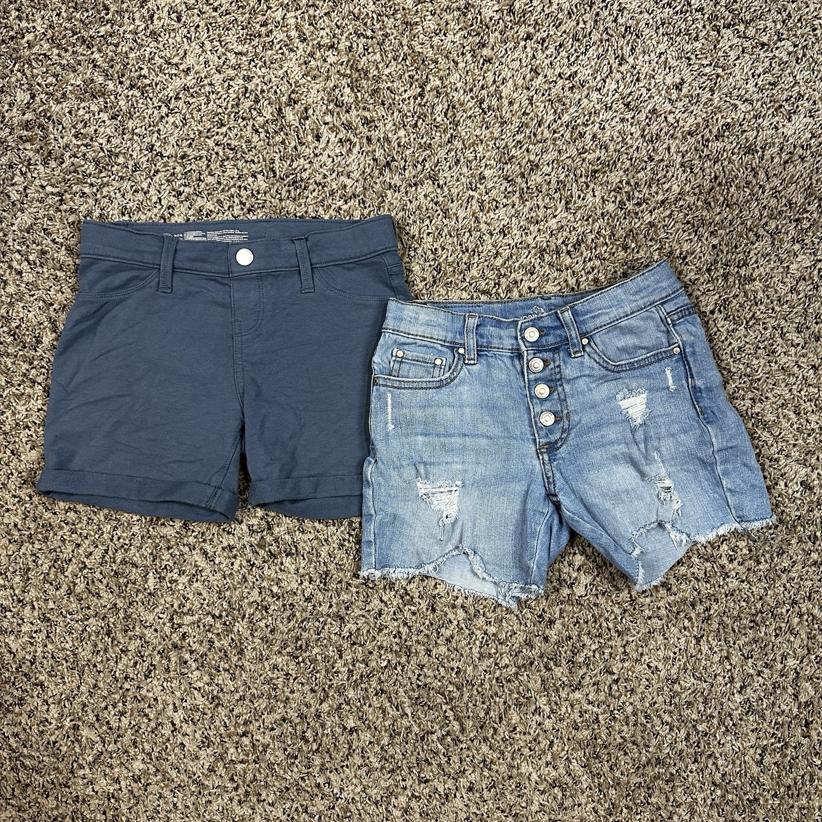 Jordache Wonder Nation Girls Set of Two Blue Denim Shorts Sz M 7-8 Distressed