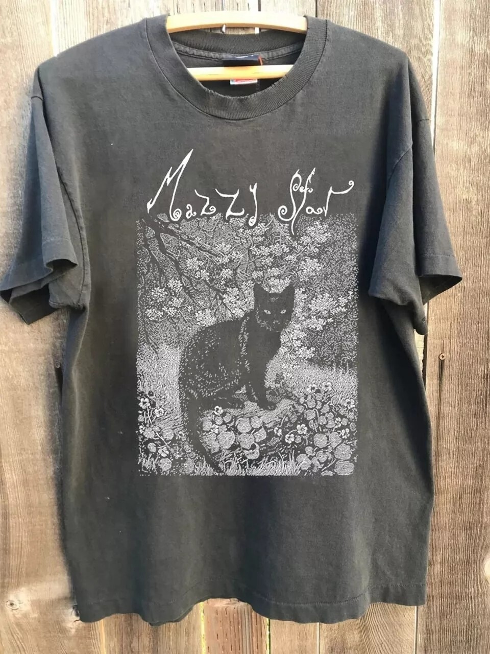 90’s Mazzy Star Cat T-shirt Short Sleeve Charcoal Classic Style Tshirt S-5XL