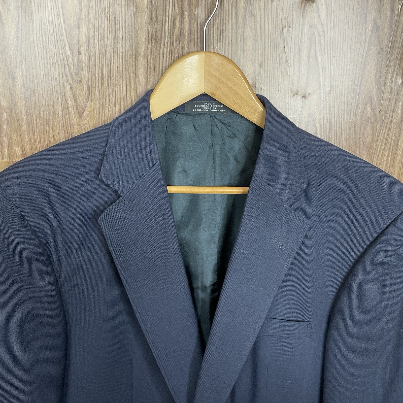 David Taylor Blazer Jacket Mens 40R Navy Blue Solid Hopsack Gold Buttons