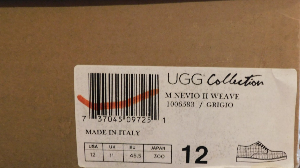 UGG COLLECTION NEVIO II WEAVE GRIGIO LEATHER DRESS LOAFERS, US 12/ EUR 45.5 ~NIB