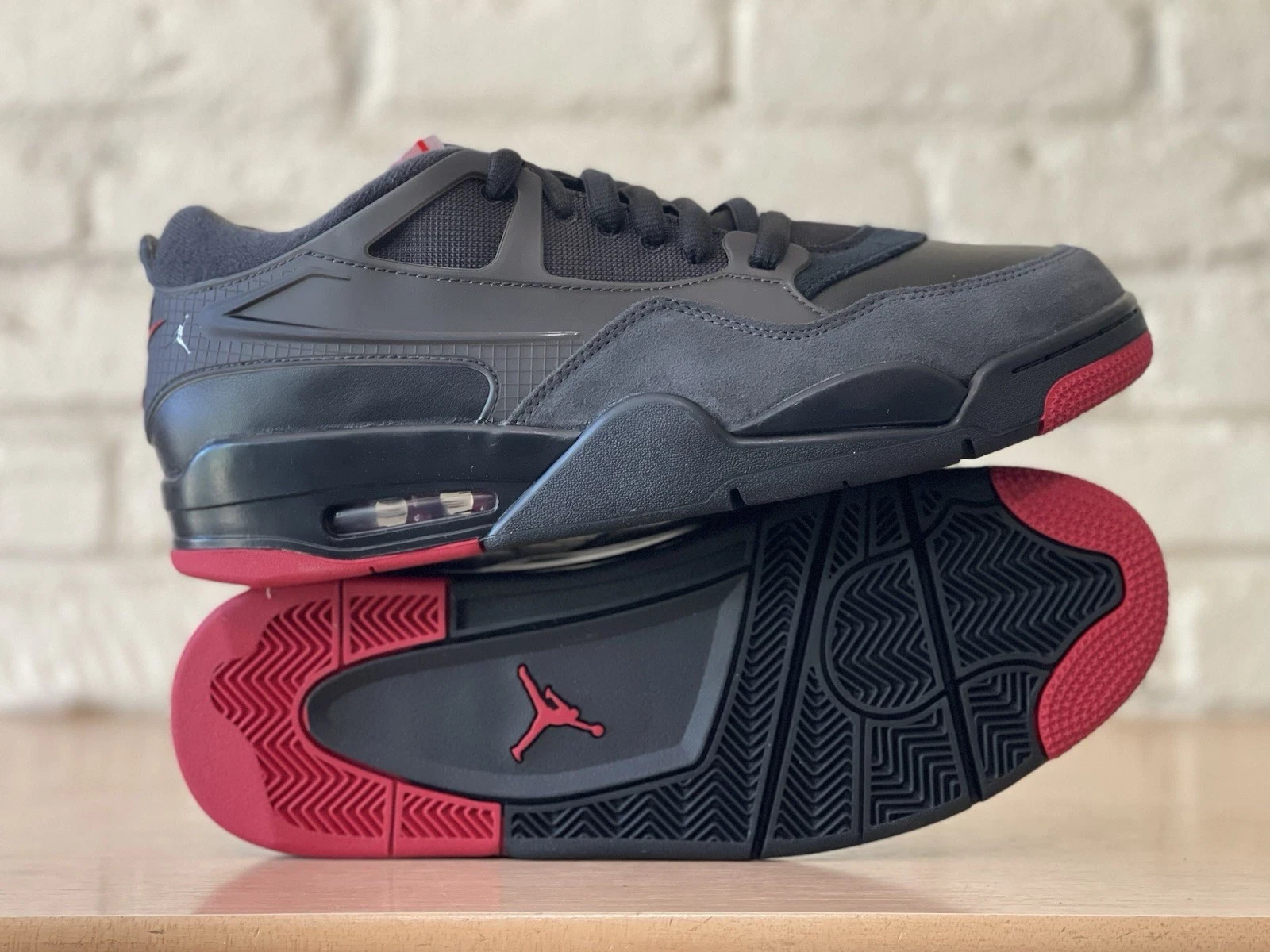 Nike Air Jordan 4 RM Retro Black Red Low Casual Shoes FQ7939-060 Mens Sz 10, 11