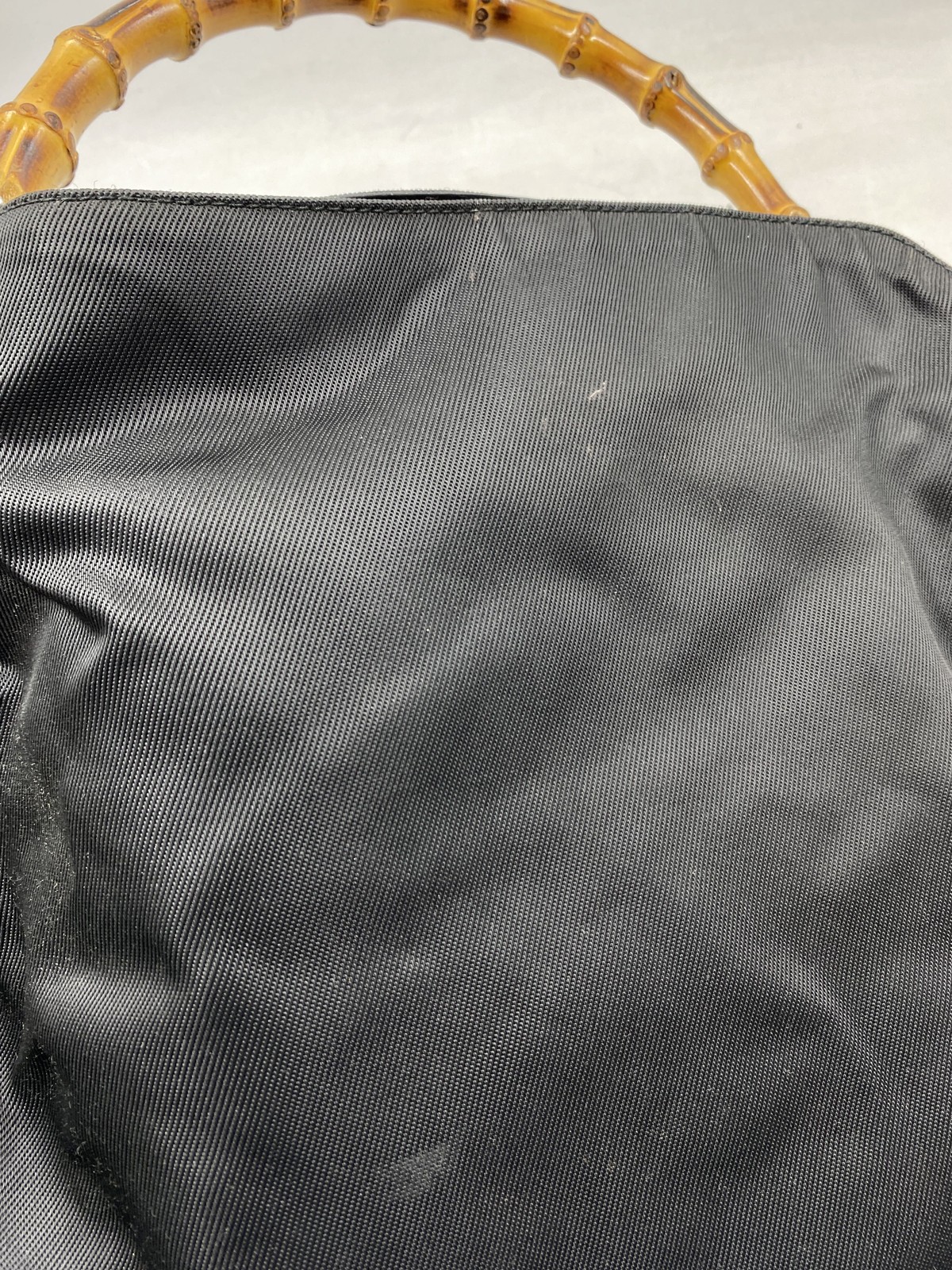 Gucci Black Nylon Bamboo Top Handle Hobo Bag