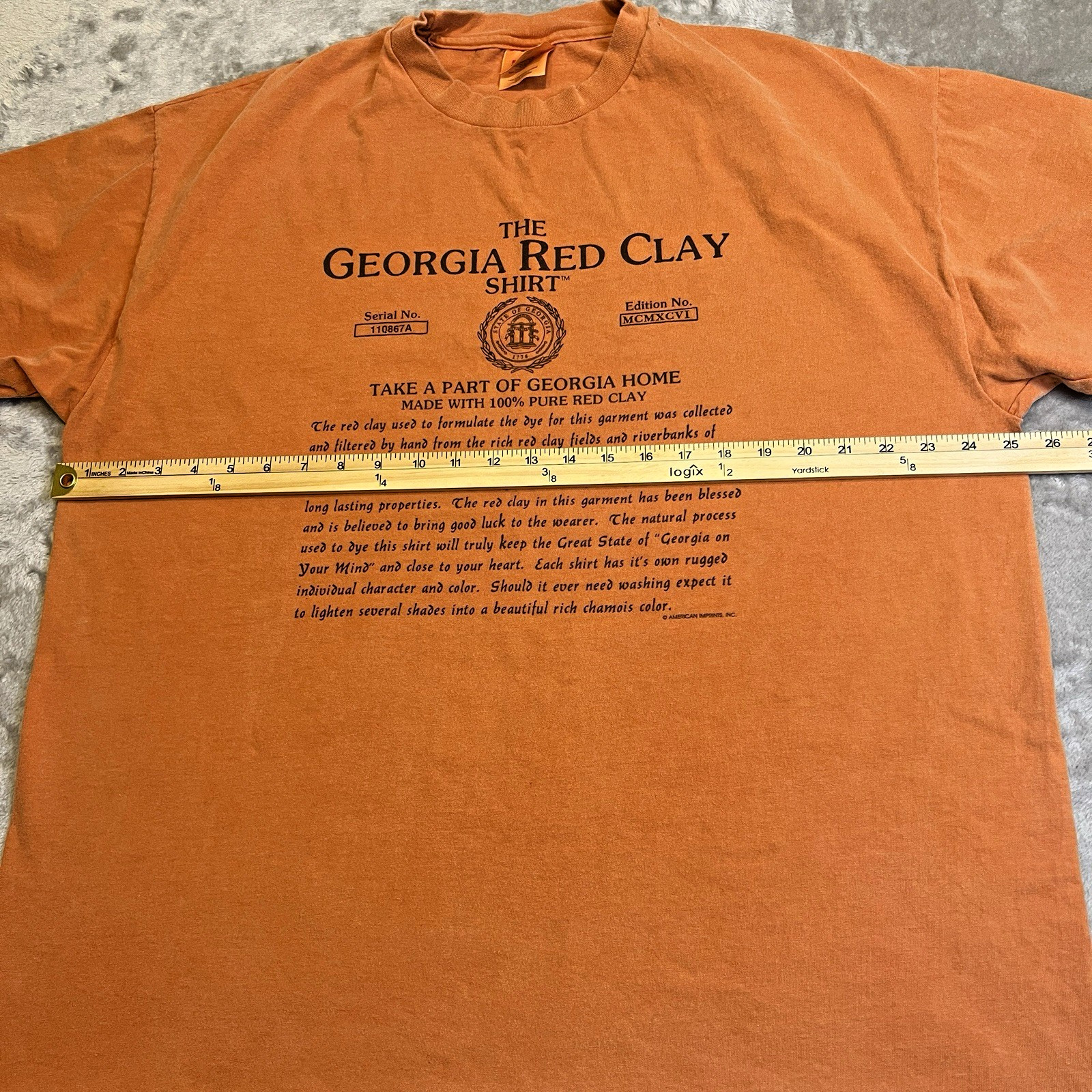 Hanes PFD Georgia Red Clay Shirt XL Made USA Y2K Orange Southern Heritage Tee