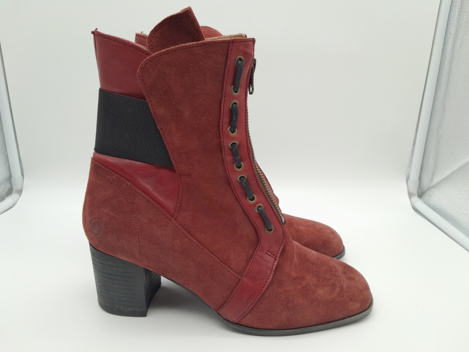 Casta Womens Red Leather High Heel Suede Boots Women’s Size EU 40 US 9-9.5