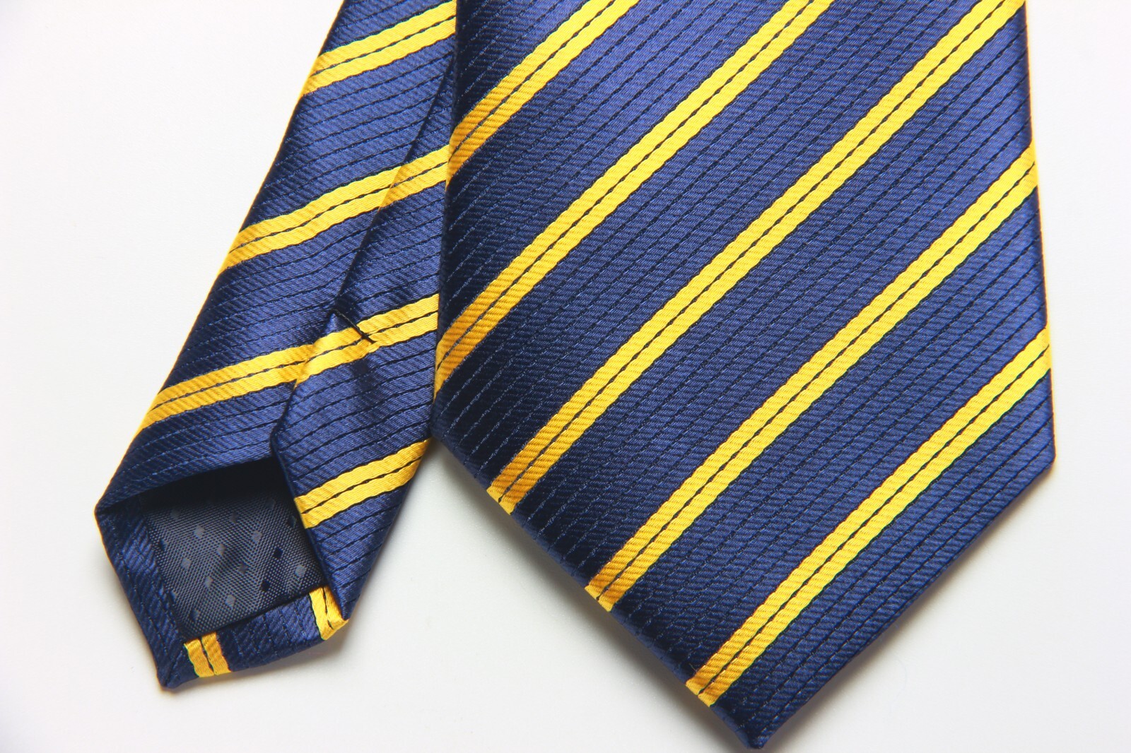 Classic Striped Yellow Blue Jacquard Silk Men’s Tie Necktie Hanky Cufflink Set