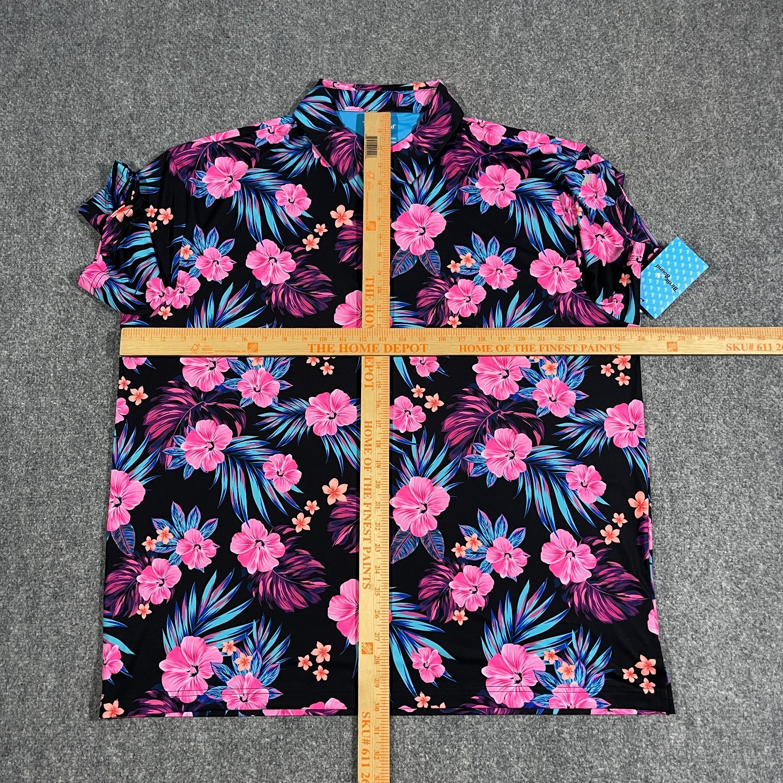 Birdie Bound Tropical Neon Performance Golf Polo Shirt Adult 2XL Black Hawaiian