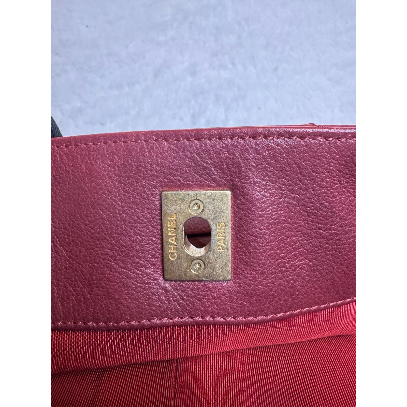 Chanel Chevron Chic Shopping Tote Burgundy Lambskin Elaphe Snakeskin Strap Gold