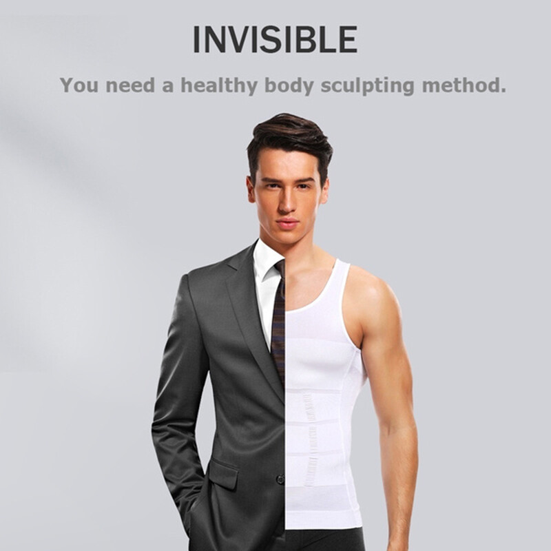 Men 3 Pack Slim Body Shaper Posture Corrector Vest Abdomen Compression Shirt Top