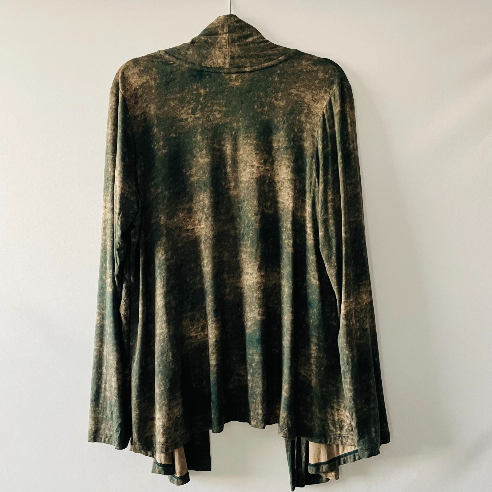 Logo Layers Womens Green Open Front Abstract Textured Knit Cardigan Size Large