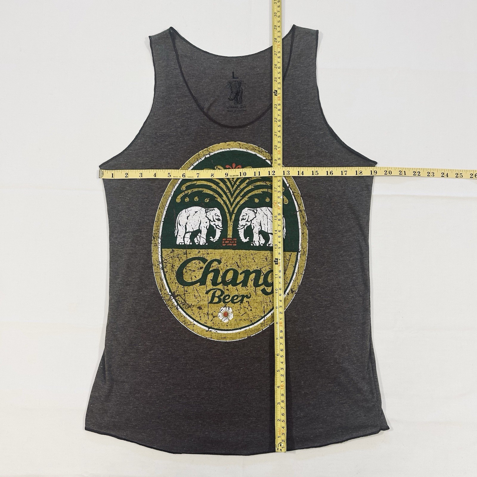 Chang Beer Thailand Mens Large Tank Top Shirt 100% Cotton Soft Summer Elephant