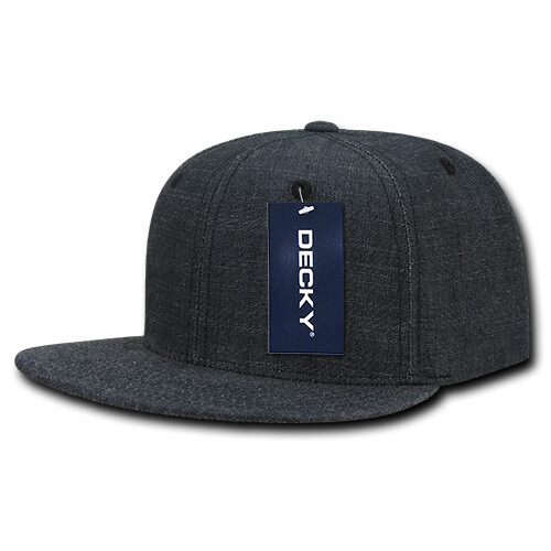 Washed Denim Snapback Hat – Black, Cotton (Decky 1094-BLK, New with Tags)