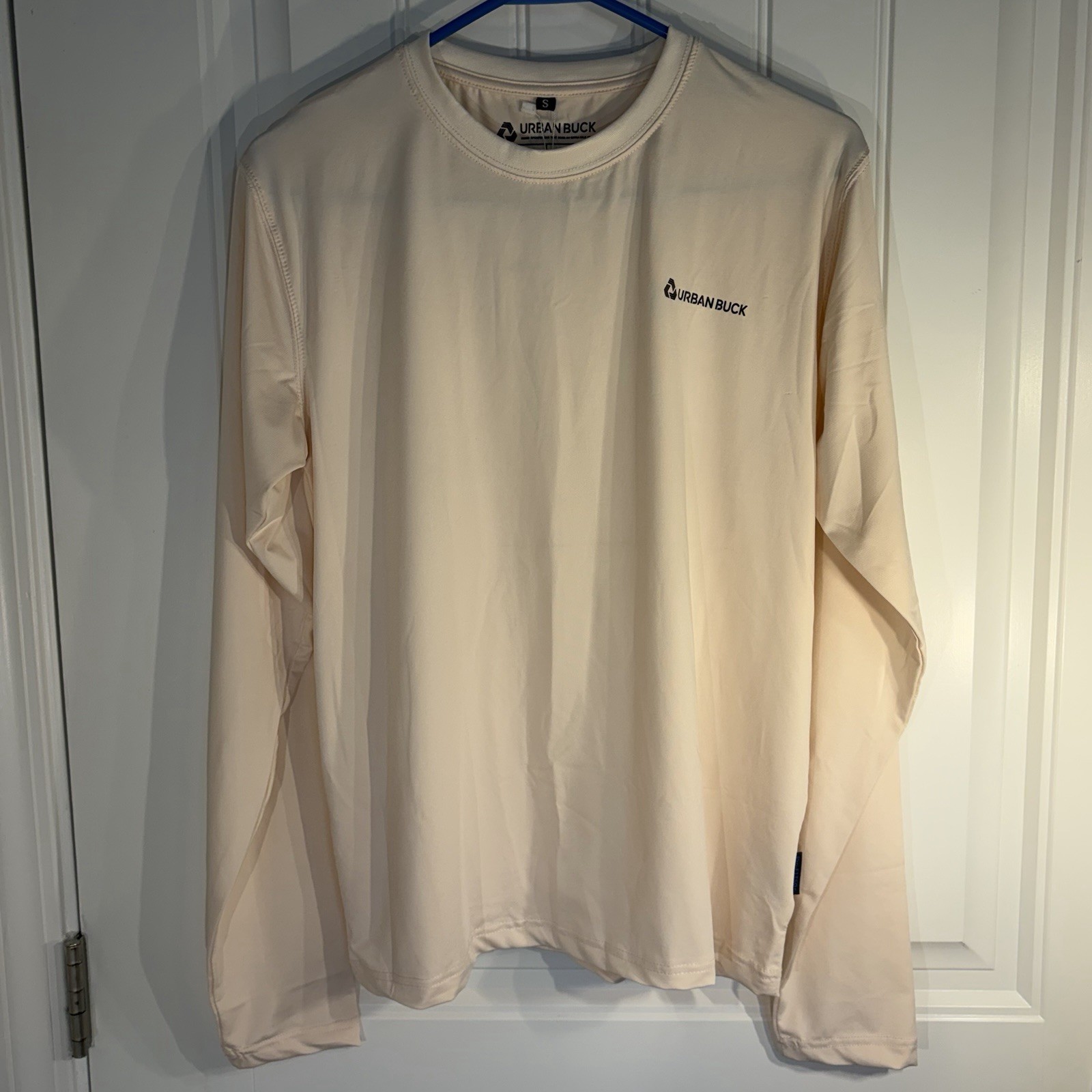 Urban Buck Men’s Long Sleeve Athletic Workout Shirt S & M Beige Performance