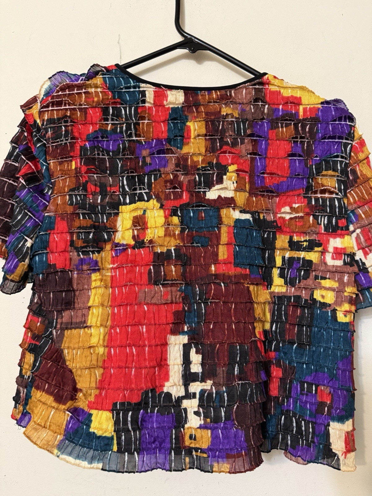 K PETITE COLECTION S /SLEEVE SHRUG BOHO MOD COLORFUL LIGHT WEIGHT WORK TRAVEL 10