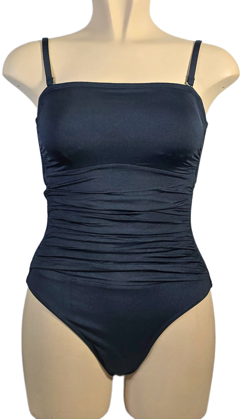 M&S Multiway Straps Swimsuit Black Bandeau Swimming Costume UK Size 10 12 14 18
