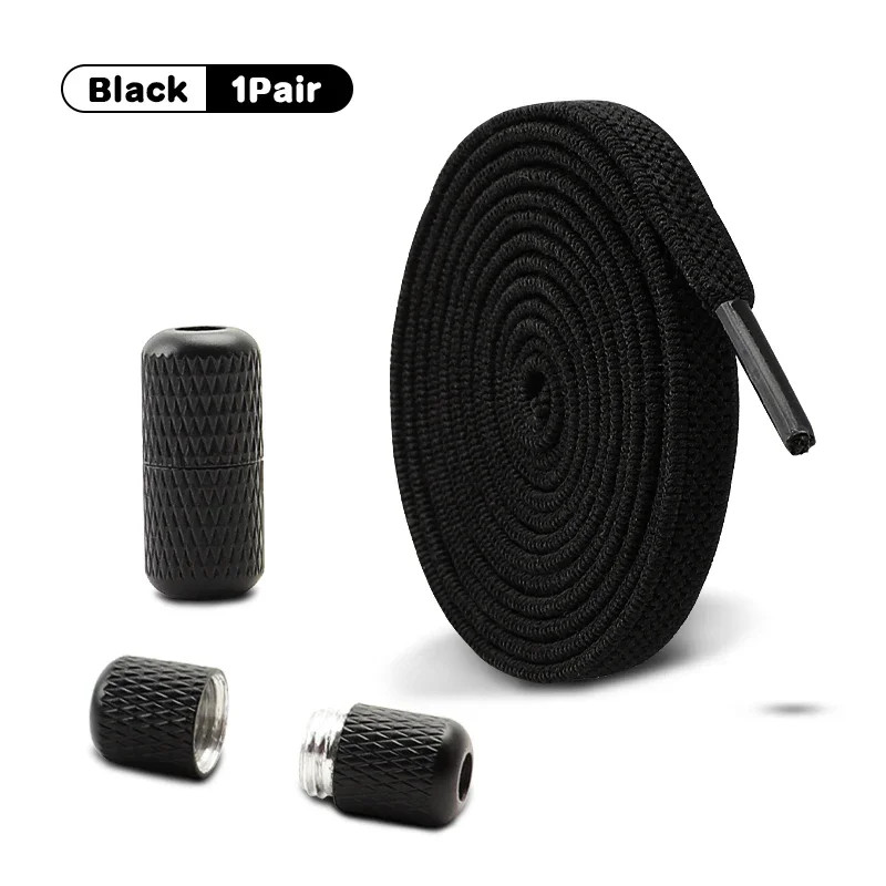 1/2 Pair Flat Elastic Shoe Laces Kids Adult Quick Shoelace Metal Capsule Buckle