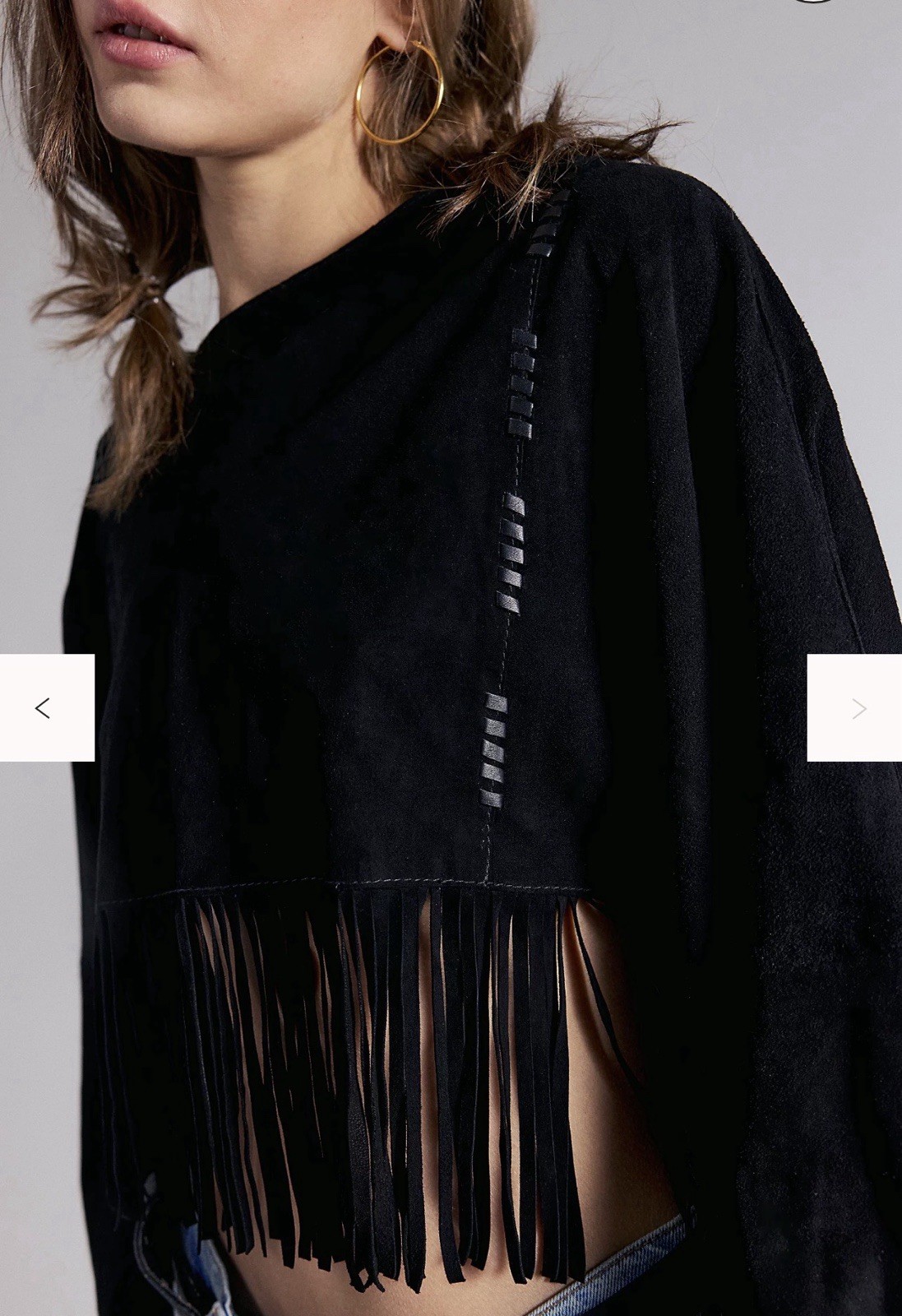 100% Sheep Leather Suede Poncho By Free People Sz XS/S NWT Western Classic #J