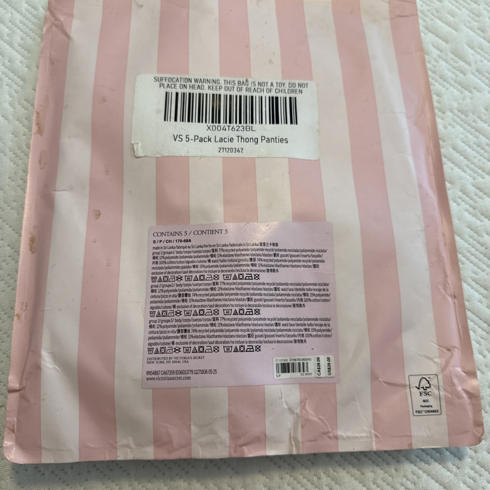 Victoria’s Secret NEW IN PACKAGE S/P Lace Thong Panties 5 Pack Multi Floral