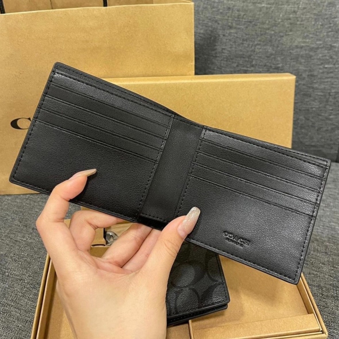 Coach 3 In 1 Signature Leather Men’s Wallet F74993 | Charcoal Black — New In Box
