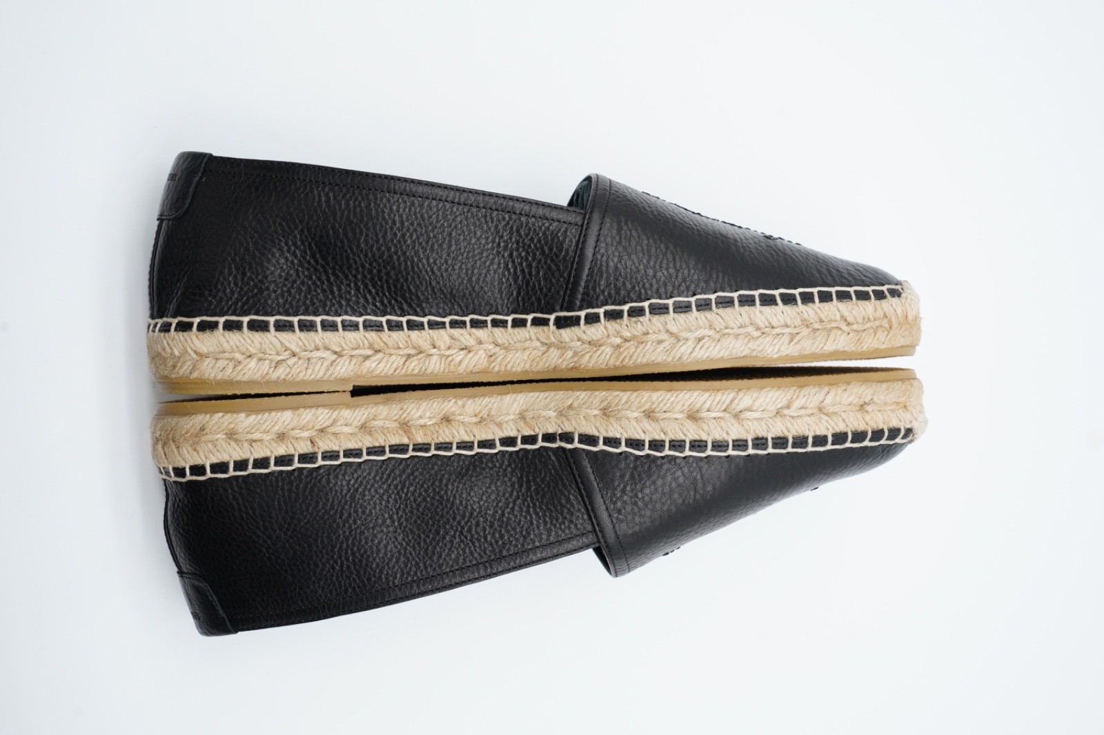 Saint Laurent YSL Espadrilles Black Leather Logo 41 UK 7 US 8 8750G