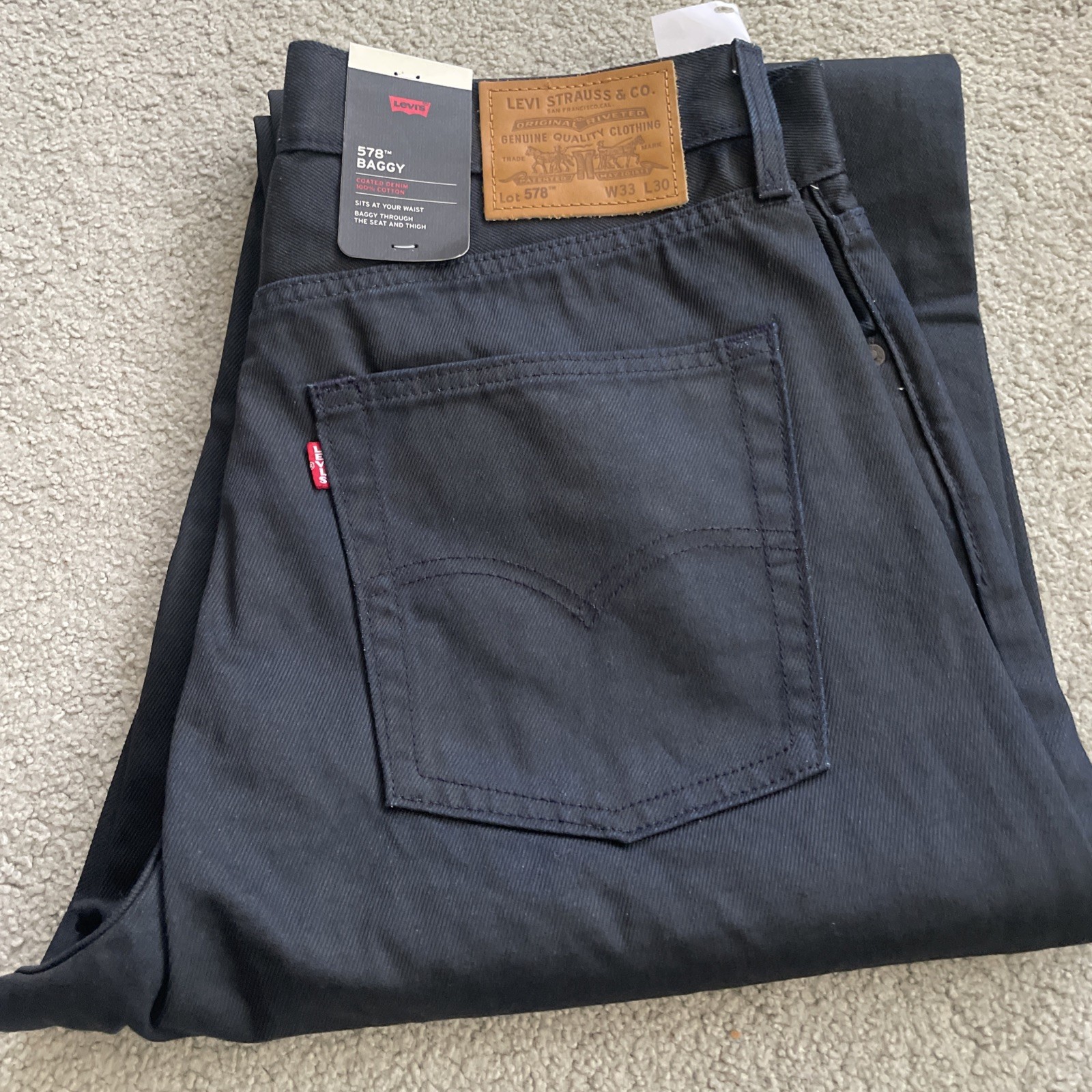 Levi’s Men’s 578 Coated Baggy Denim Jeans Tag Sz. 33Wx30 Measured 33X28 See Des