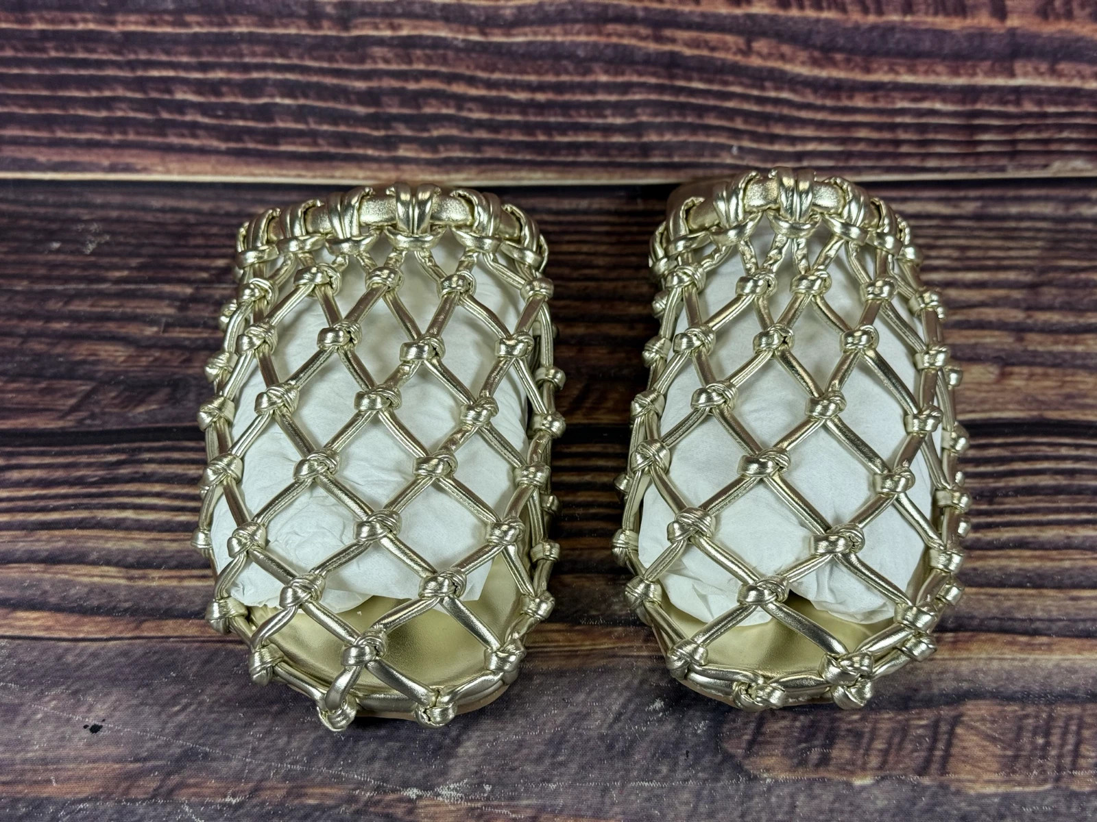 GRACESTRIDE Woven Net Slip On Sandals Women’s Gold Size 8.5 Mules