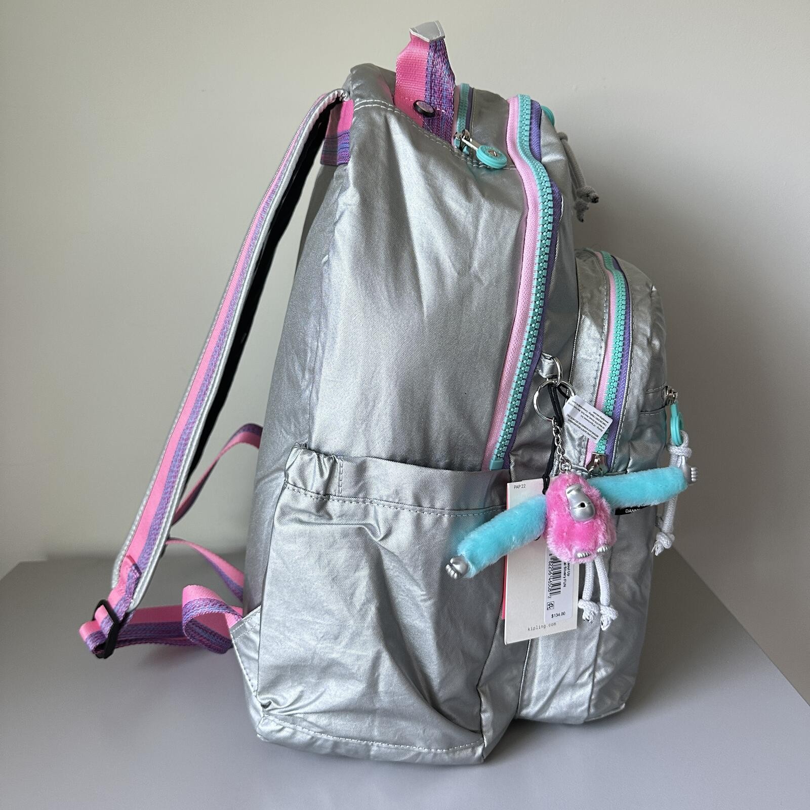 Kipling Seoul Up 17″ Laptop Extra Large Backpack in Metallic Silvery Fun NWT