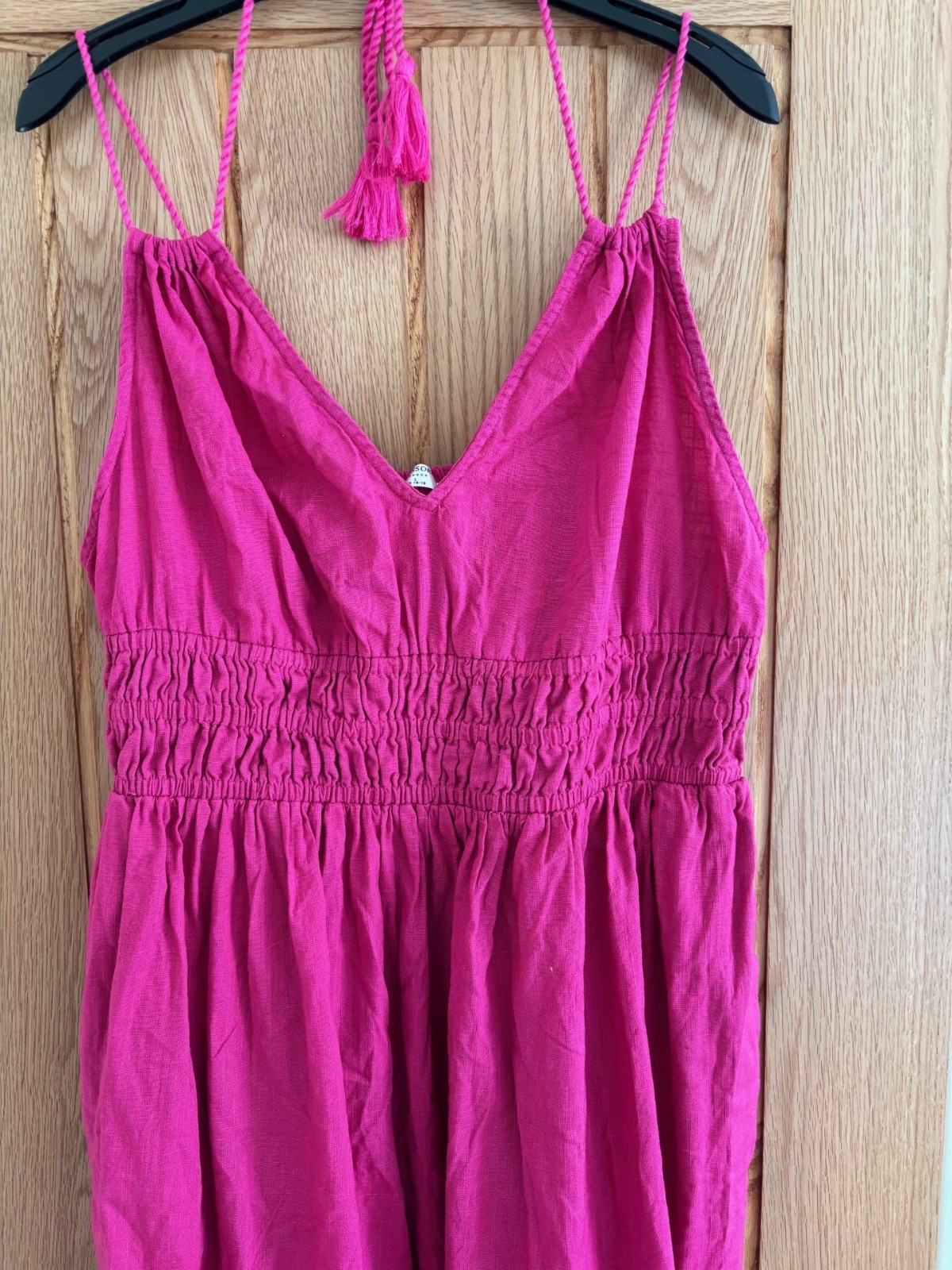 Accessorize Magenta Pink Cotton Long Midi to Maxi Length Dress, Size L, 16-18