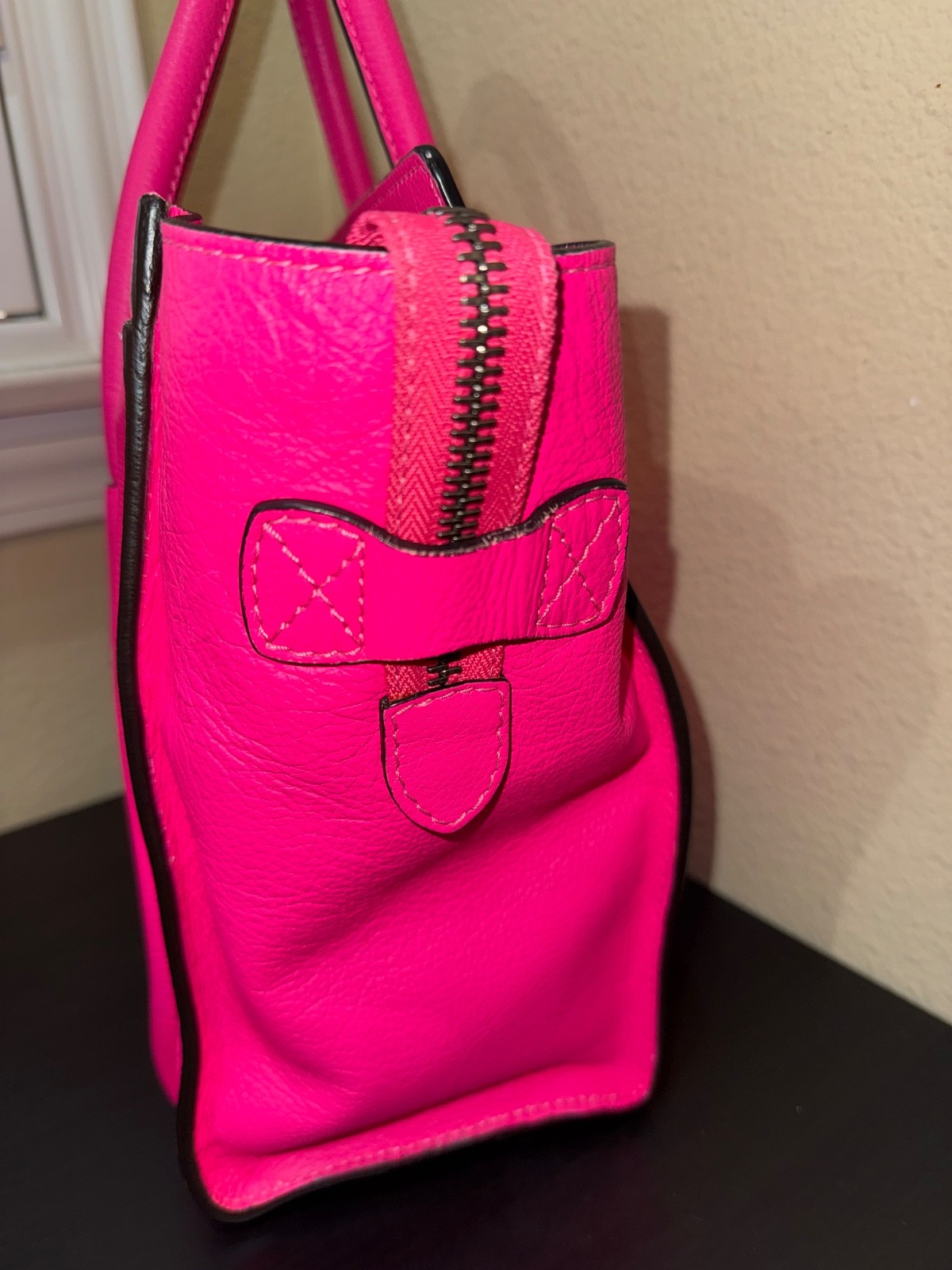 Celine Micro Luggage Tote Bag Pink Drummed Leather Top Handle (small phantom)