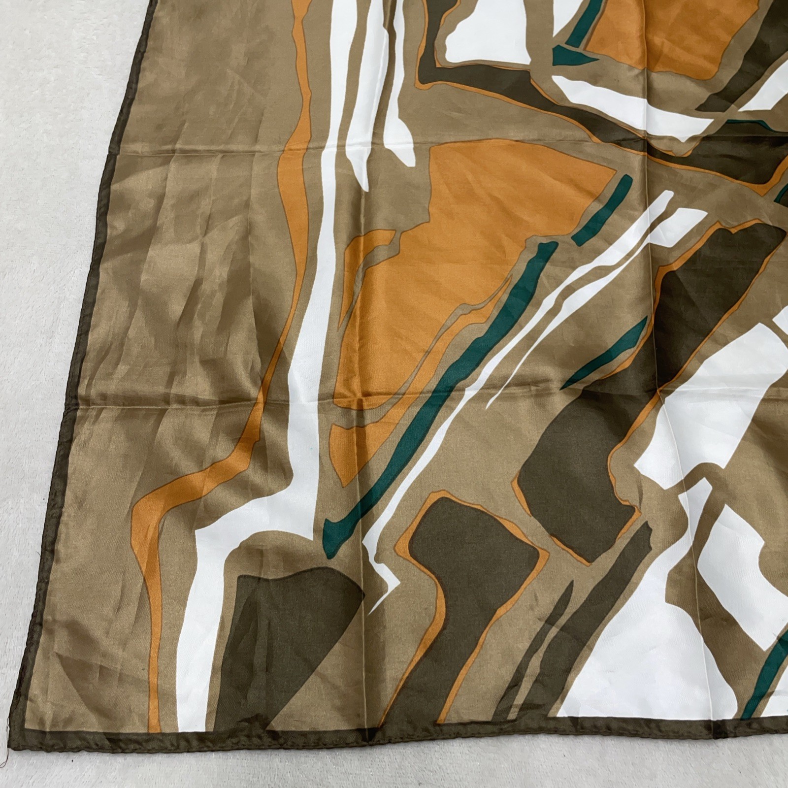 Vintage Italian Paoli Scarf Beige Brown Orange Abstract Retro MidMod Artsy **
