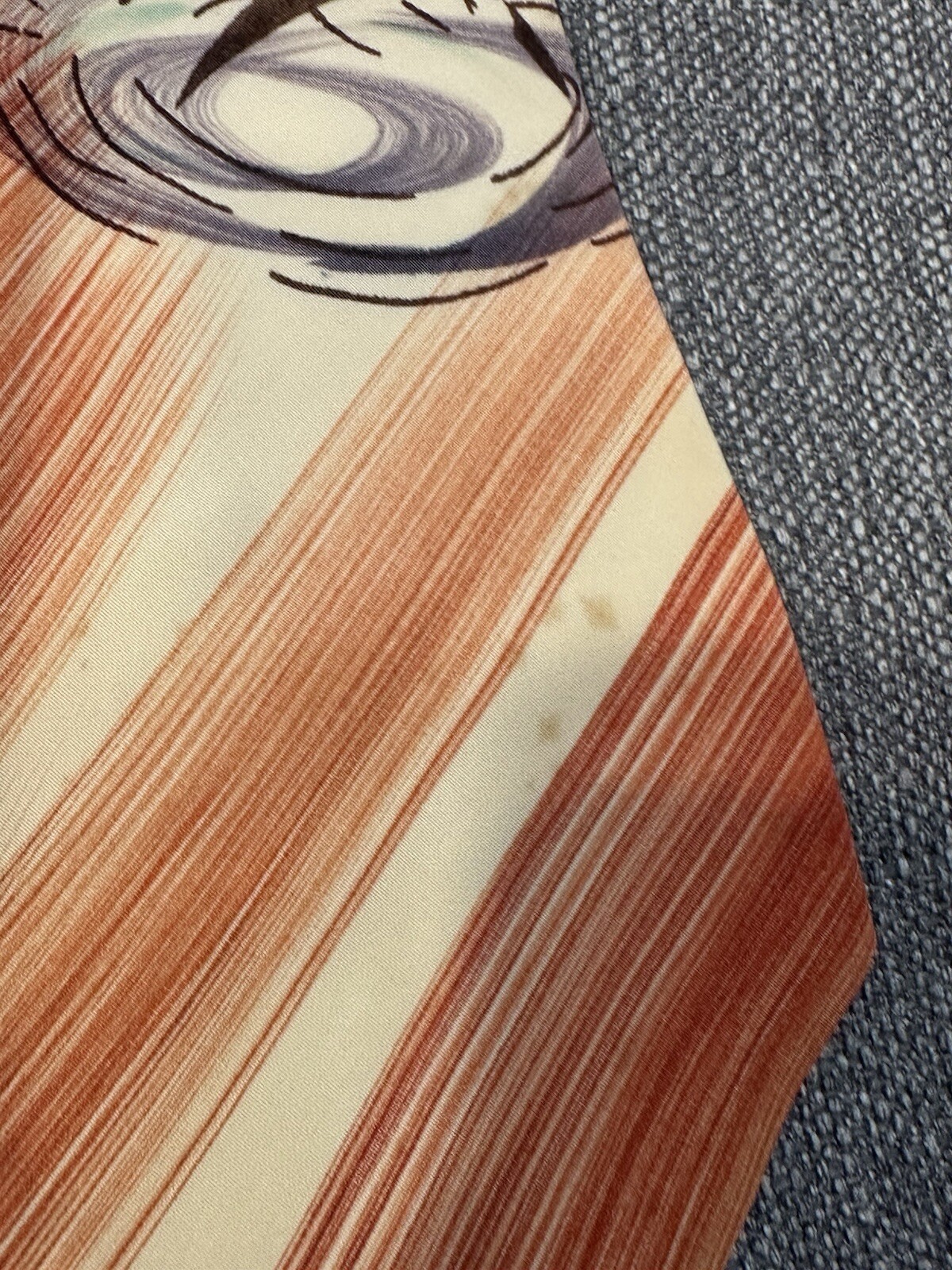 Vintage Tie Hand Painted Art Deco Brush Strokes Orange Fish Nautical Rockabilly