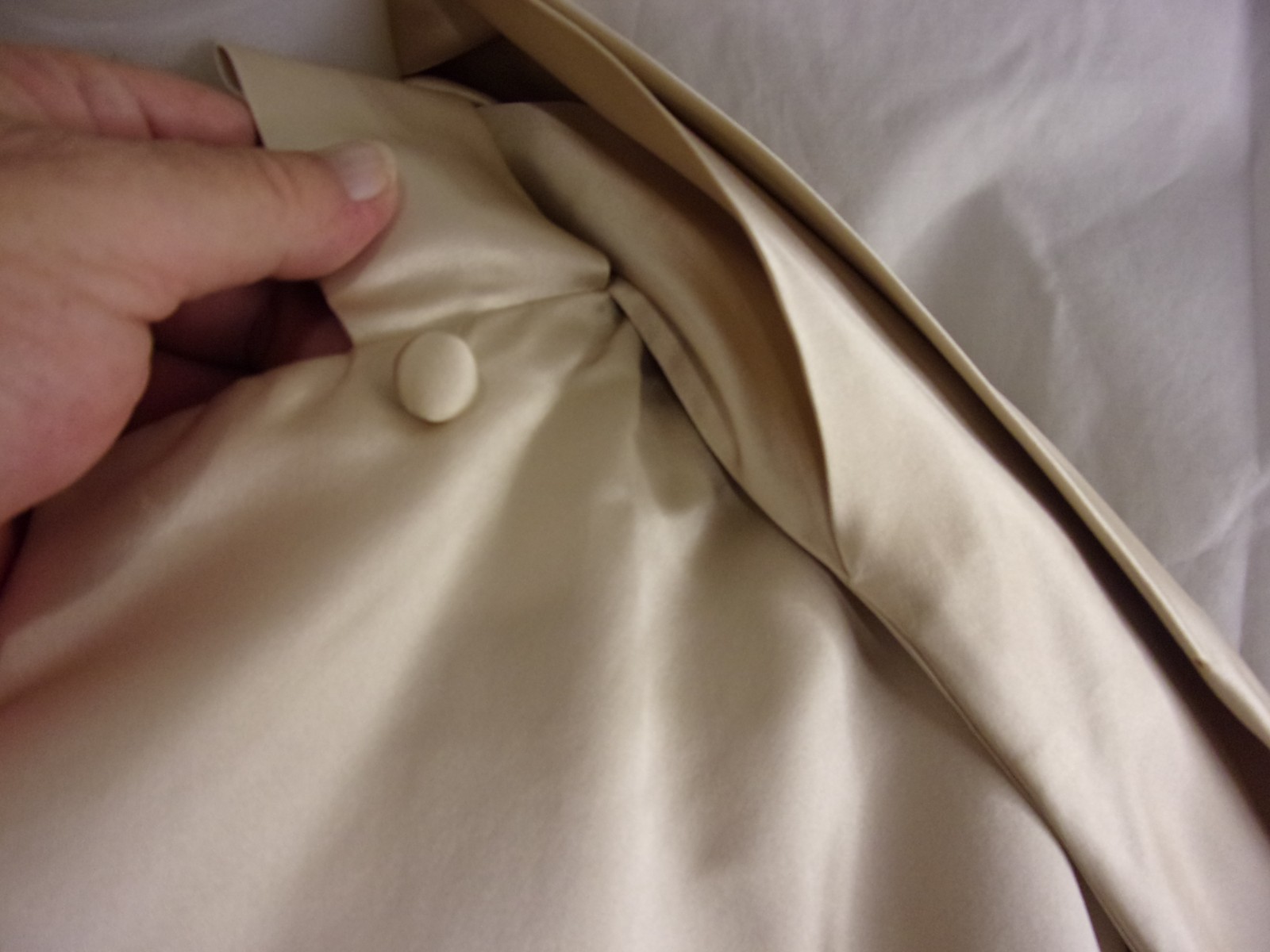 Vintage Swing Style Opera Coat Champagne Silk Shawl Scarf Collar STUNNING M/L