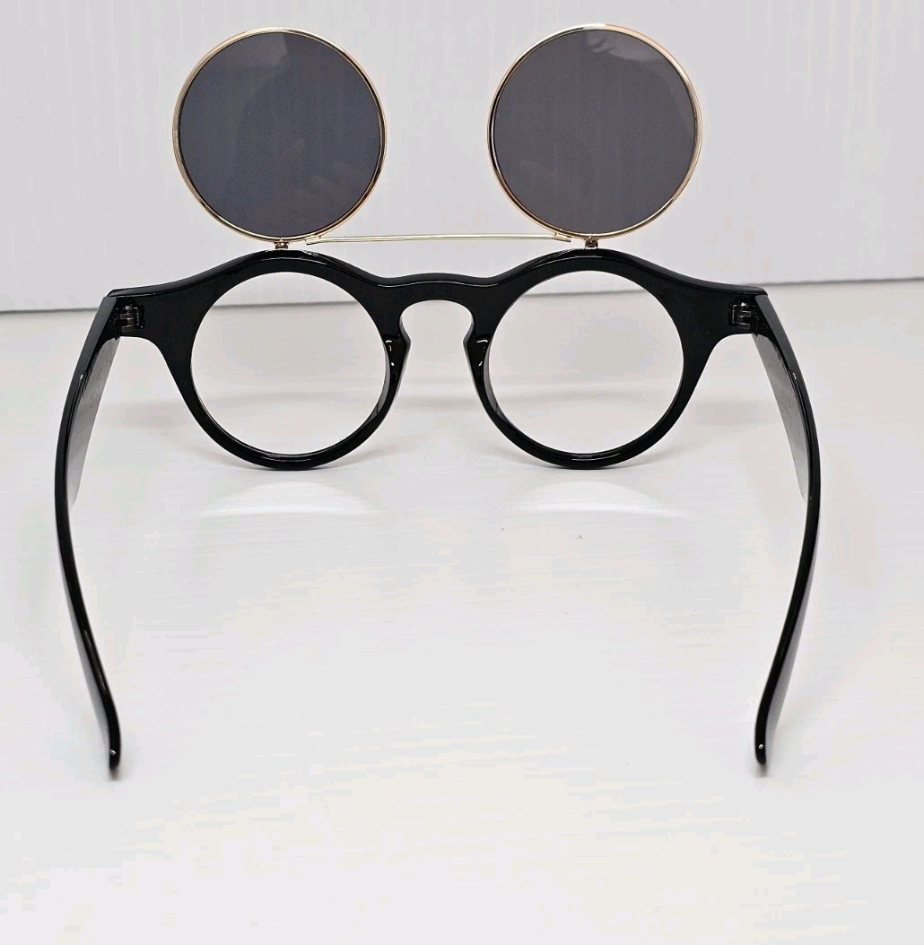 Trendy High Fashion Chic Flip Up Perfect Circle Round Sunglasses