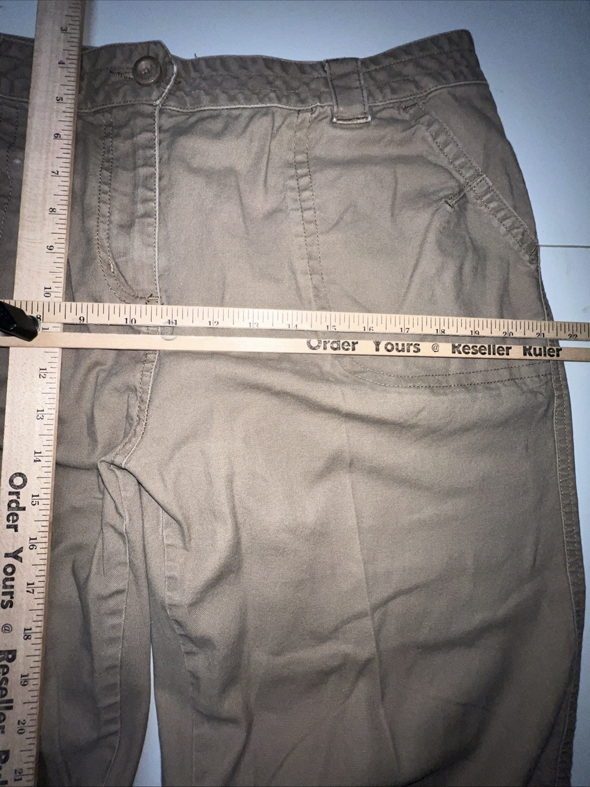 WOOLRICH Pants Woman’s Size 14 Tan/Brown Khaki 98% Cotton 2% Spandex Stretch