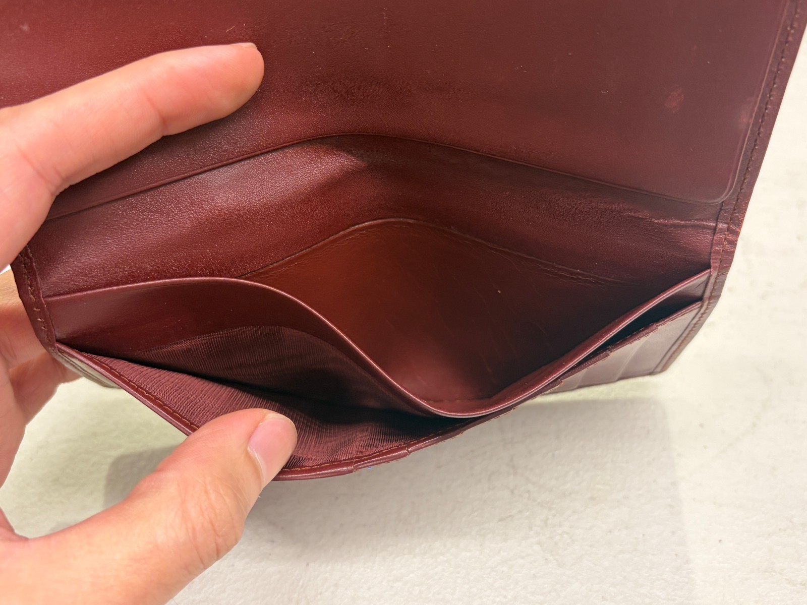 Cartier Leather Long Bifold Wallet in Burgundy / Pre-Owned