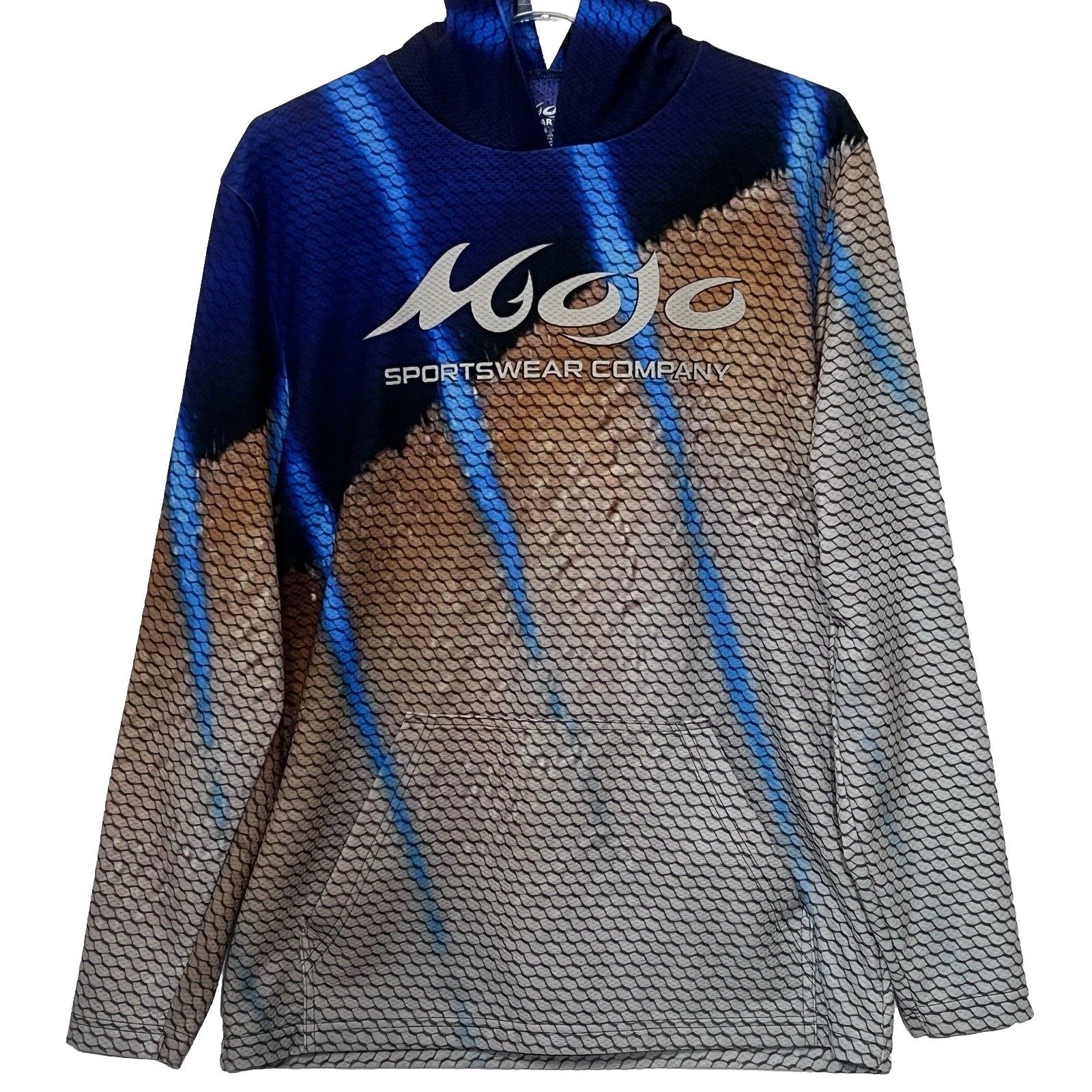 MOJO Sportswear Long Sleeve Hood Shirt Lightweight Blue Sport Fishing Men Small
