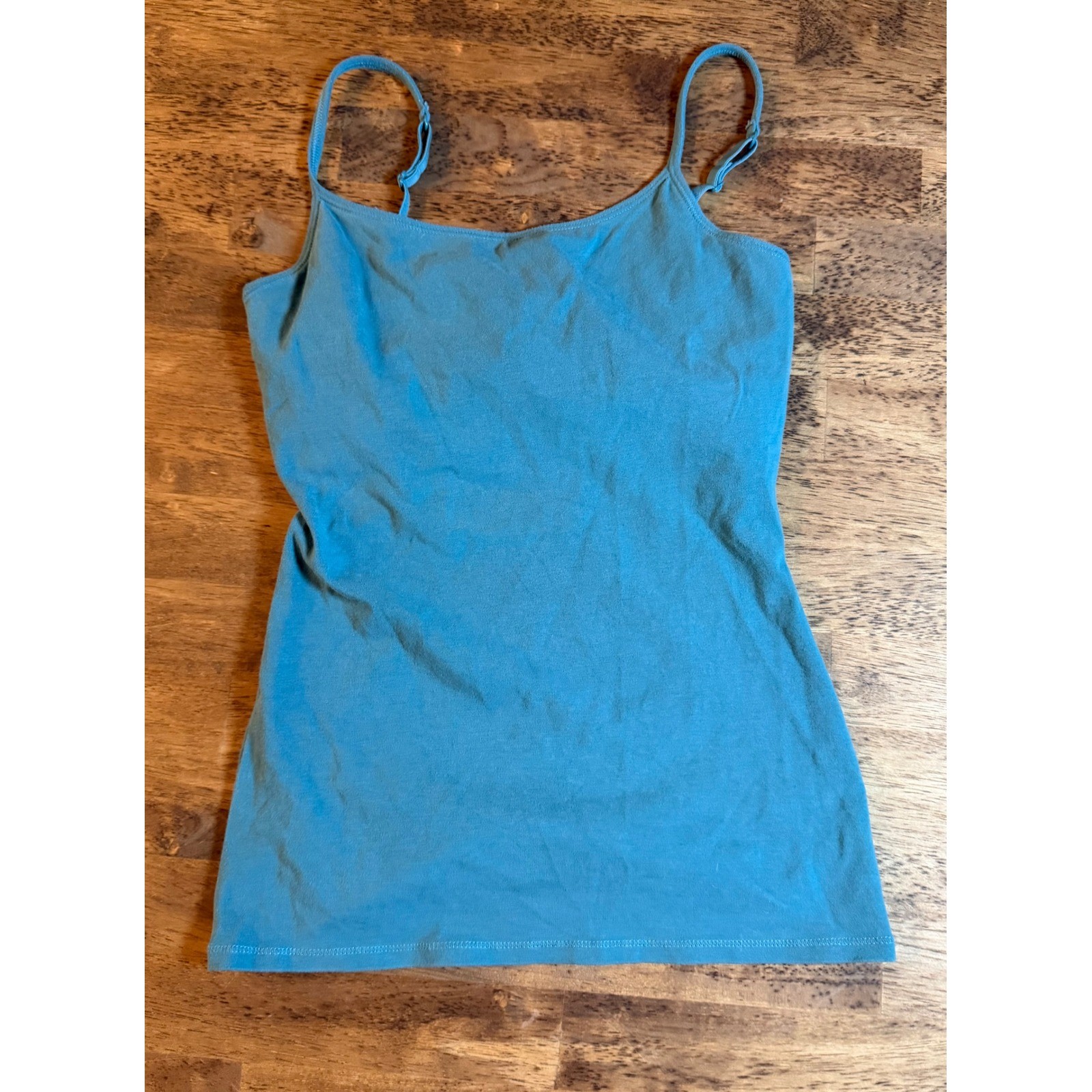 Womens Teal Blue Adjustable Spaghetti Strap Camisole Stretch Tank Top Layering