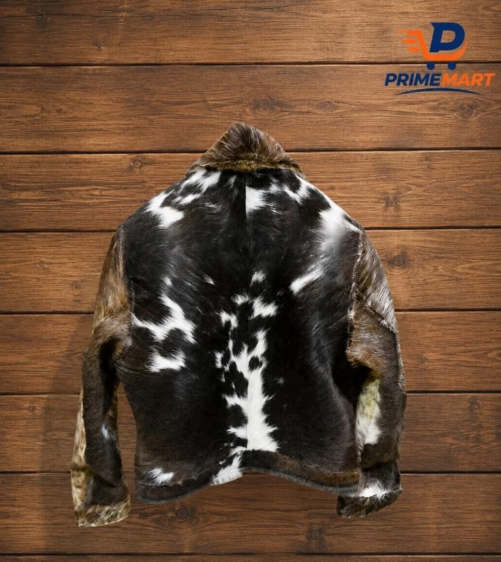Men’s Real Cowhide Leather Jacket Hair-On Fur Natural Cow Skin Western jacket
