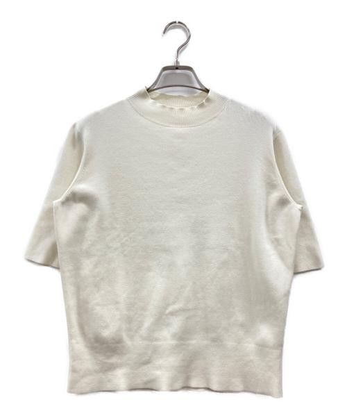 Demi-Luxe Beams Ivory Cotton Blend Mock Neck Knit Top, Ladies, S/M