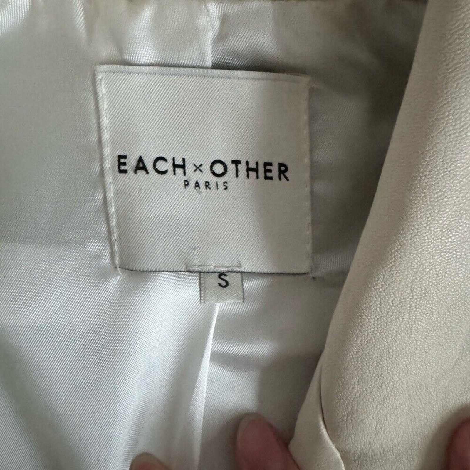 Celebrity Worn $1885 Each x Other white genuine leather moto jacket ribbon small