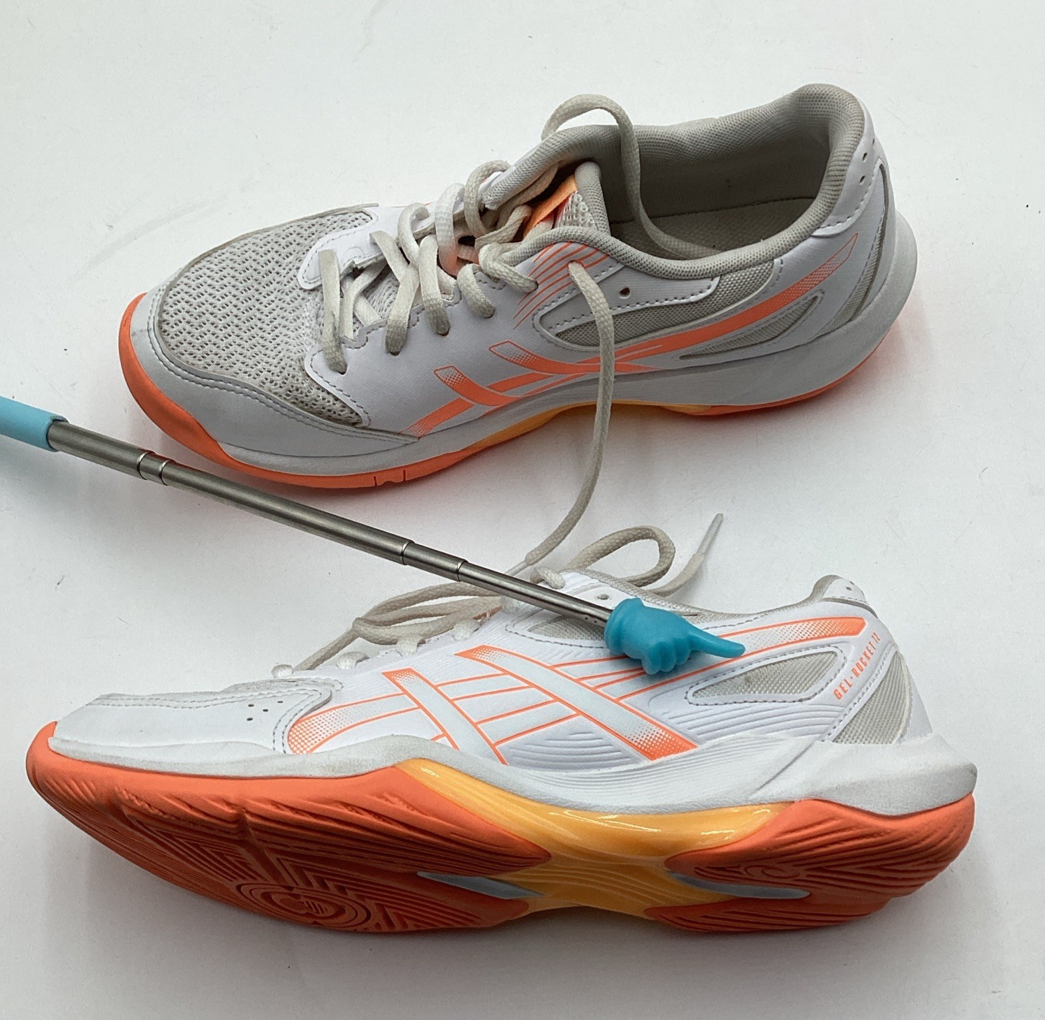 ASICS Women’s Gel-Rocket 12 Volleyball Shoes-White/Vivid Coral-Size: 8.5