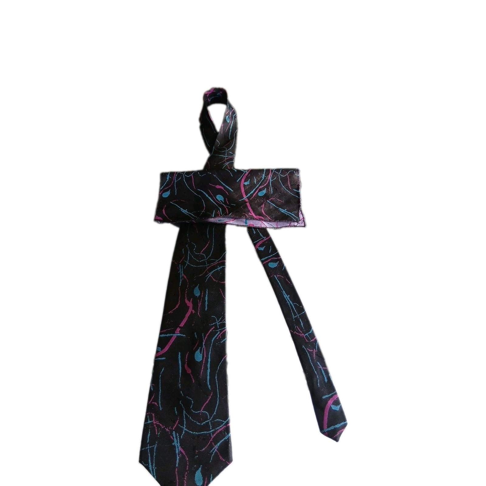 Vintage Lisea Ge-ntie-man Tie & Handkerchief Color Black, Blue & Purple
