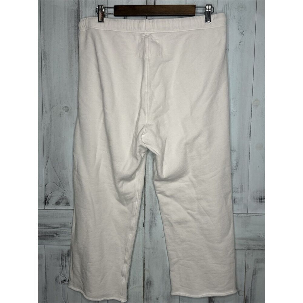 FRANK & EILEEN CATHERINE TRIPLE FLEECE WIDE LEG CROPPED SWEATPANTS WHITE LARGE