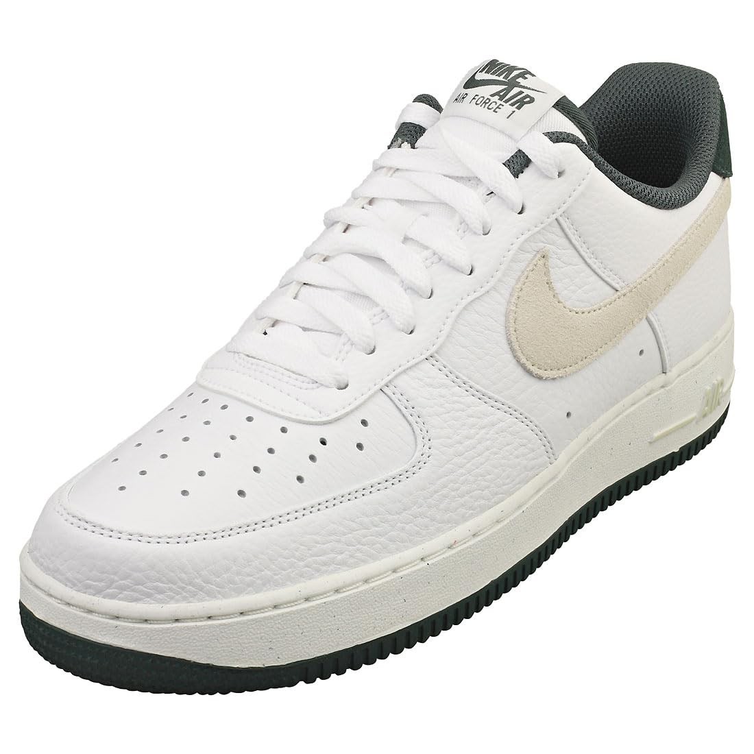 Nike Mens’ Air Force-1 ’07 LV8 Sneakers – White/Sea Glass/Vintage Green